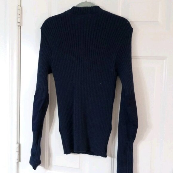 Military Equipment V Neck Men's Sweater 44” Blue Virgin Wool Made In Britain - Picture 7 of 7